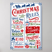 Funny Moderno Regras de Natal Sinal de Poster