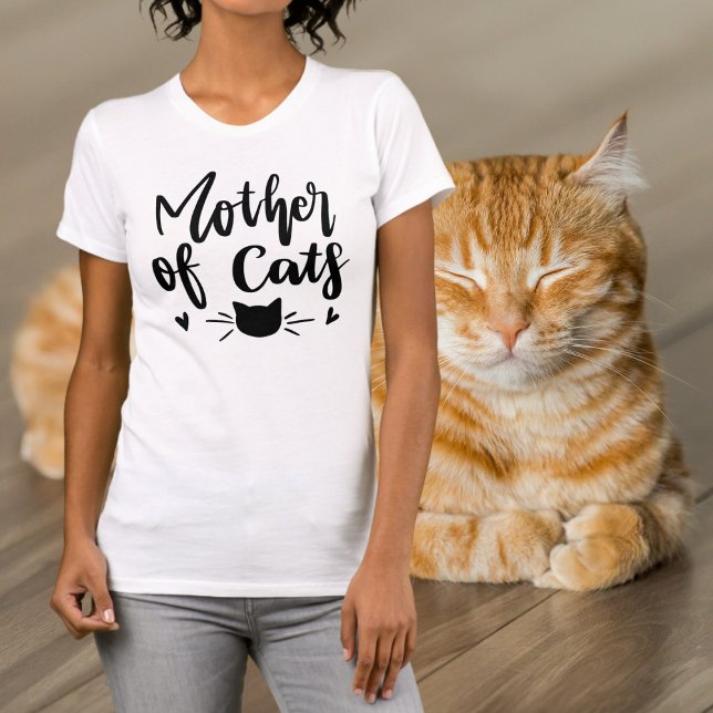Funny Mother of Cats Black Wording T-Shirt (Criador carregado)