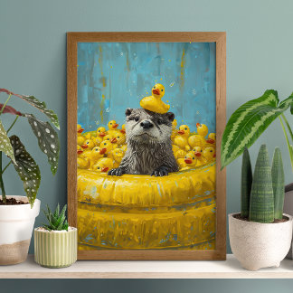 Funny Otter Rubber Duck Pool Poster