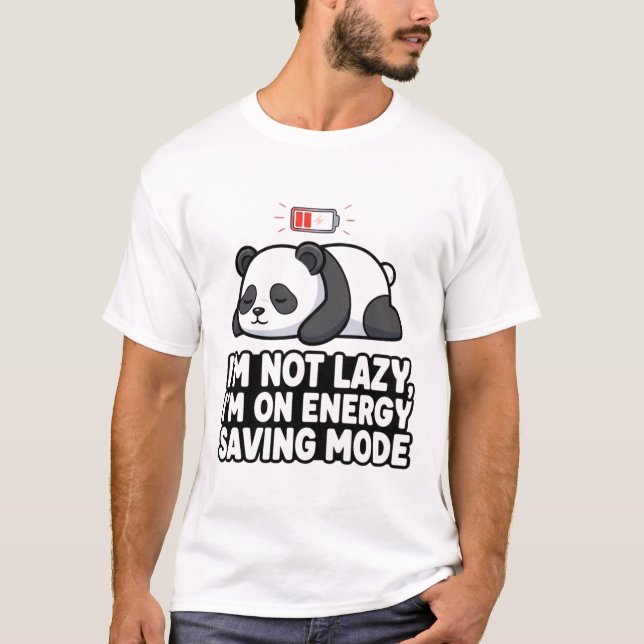 Funny Panda "Energy Saving Mode" T-Shirt (Frente)