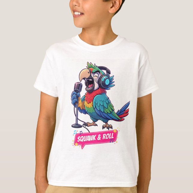 Funny Parrot Singing Karaoke T-Shirt  (Frente)