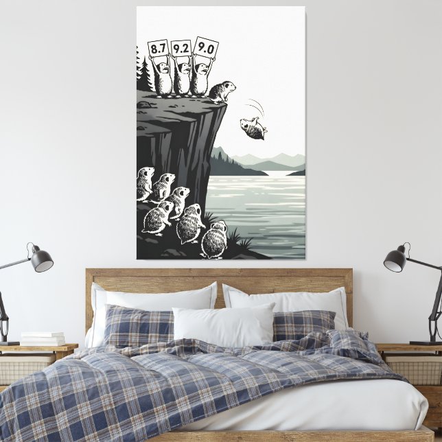Funny poster featuring lemmings canvas print (Insitu(Quarto))