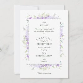 Funny Proposal Photo Bridesmaid Purple Wildflowers