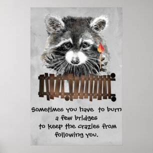 Funny Raccoon Imprimível Poster Humor e Sass