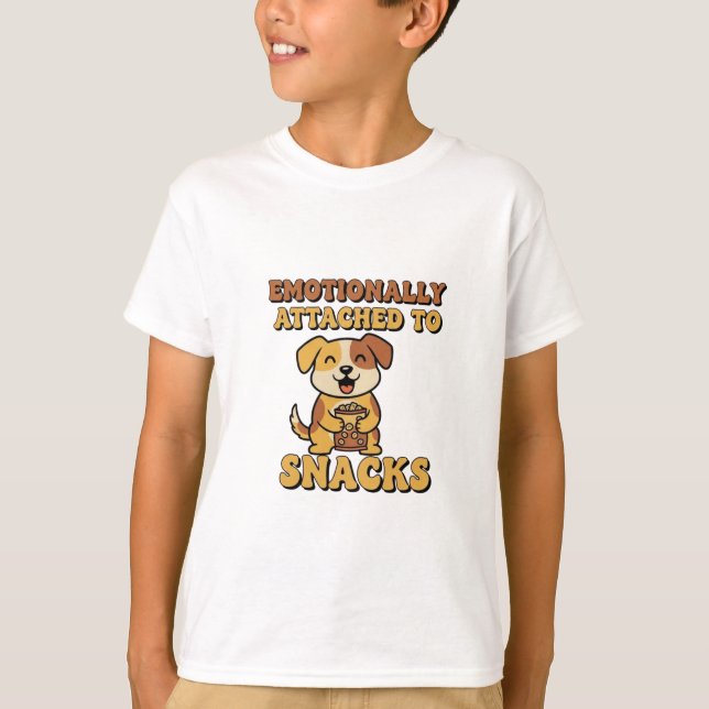 Funny Retro Dog Snack Kids T-Shirt (Frente)