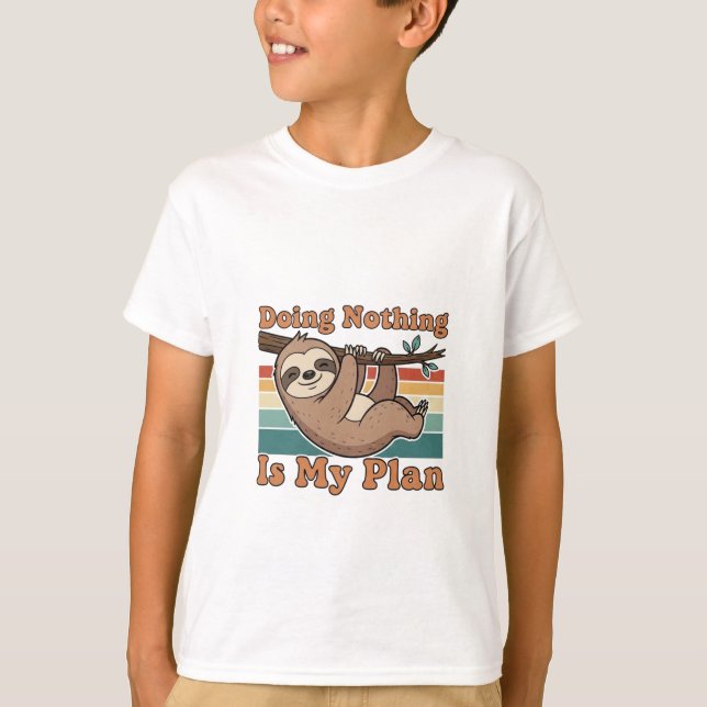 Funny Retro Sloth Kids Graphic T-Shirt (Frente)