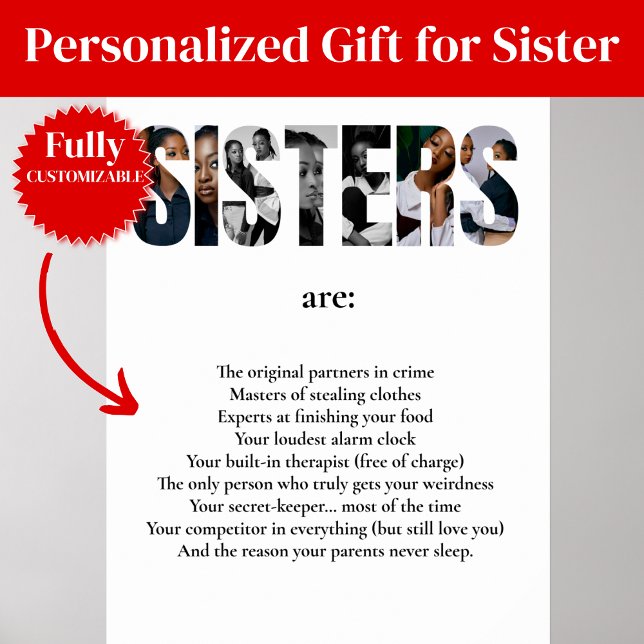 Funny SISTERS Poster – Hilarious Gift for Sister (Funny SISTERS Poster – Hilarious Gift for Sister)