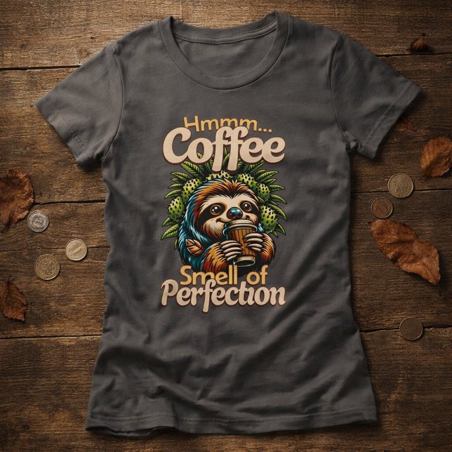 Funny Sloth Coffee Drinker T-Shirt (Criador carregado)