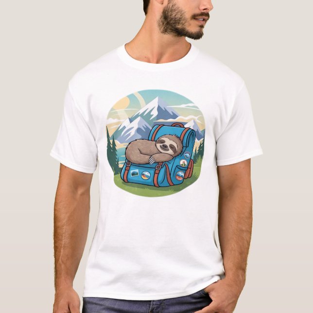 Funny Sloth Hiking Oversized T-Shirt (Frente)