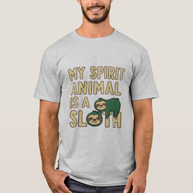 Funny Sloth Spirit Animal T-ShiMen's Basic T-Shirt (Frente)