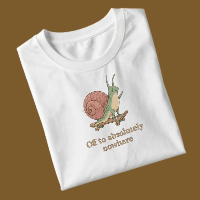 Funny Snail Skateboard T-Shirt – Cute Aesthetic (Mockup image for display purposes only. Actual product colors and placement may vary slightly)