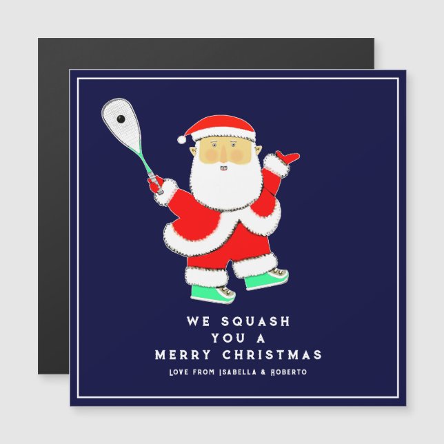 Funny Squash Sports Holiday Cards (Frente/Verso)