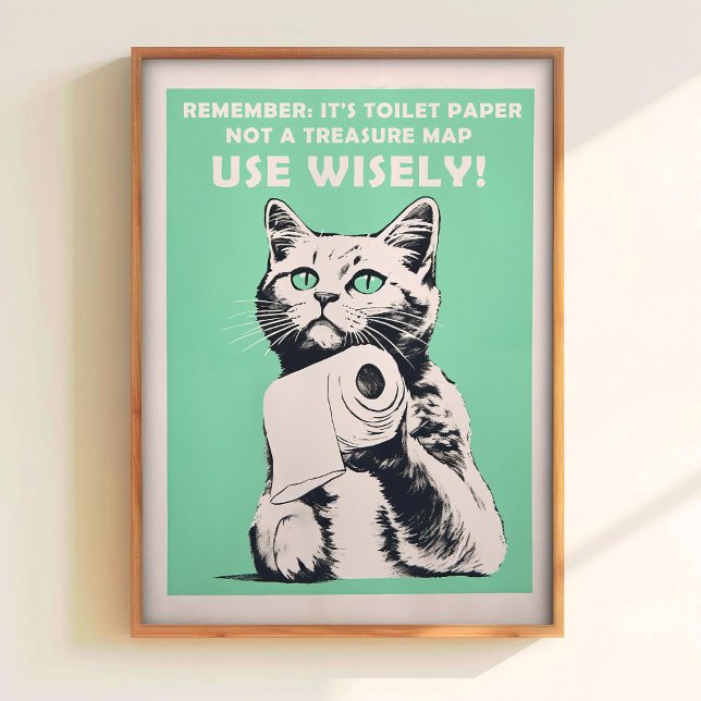 Funny Toilet Cat Poster Retro Guest Bathroom Poste (Criador carregado)