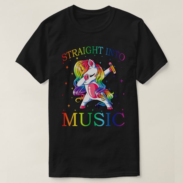 Funny Unicorn Dabbing Hetero em T-Shirt MUSICAL (Frente do Design)