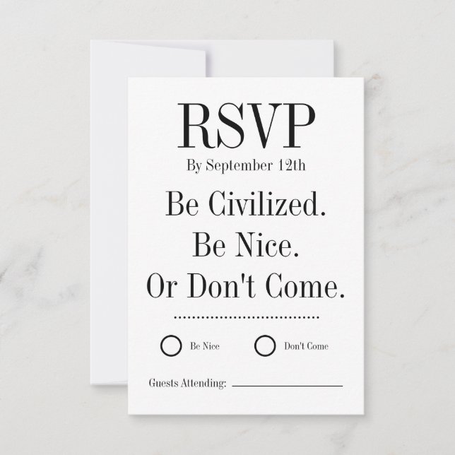 Funny Wedding RSVP Card (Frente)