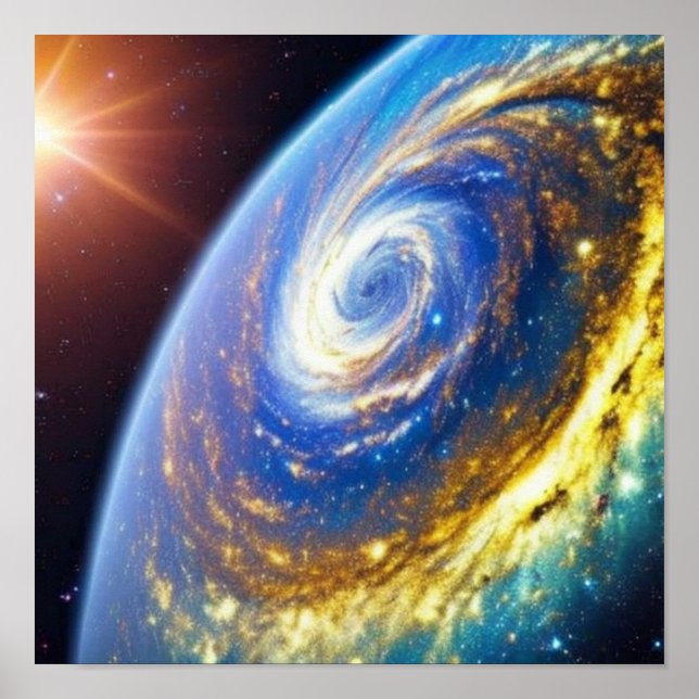 Furacão Dourado em um Planet Poster (Frente)