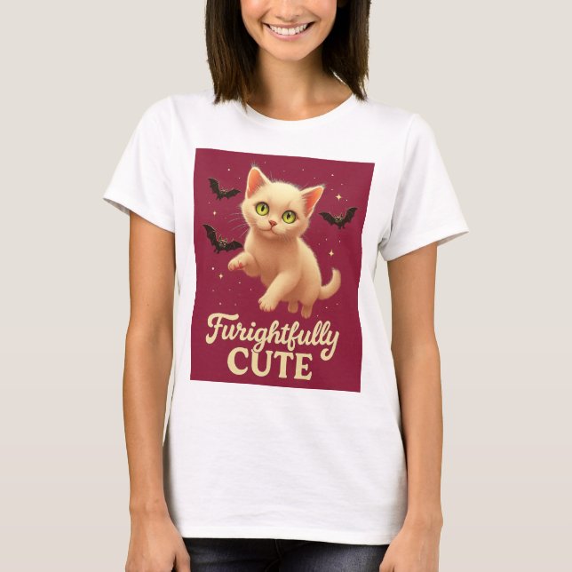Furightfully Cute – Halloween Cat T-Shirt (Frente)