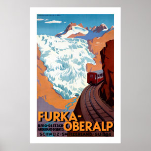 Furka Oberalp Poster vintage ferroviário suíço