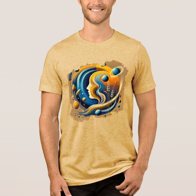 Fusão de abstrato - Camisa de Arte Digital Mídia M (Frente)