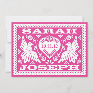 Fuschia Papel Picado Adora Aves Casadas Convite