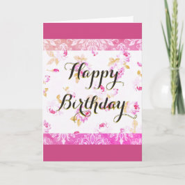 Fuschia Rosa Rosa Feliz Cartão de Aniversário