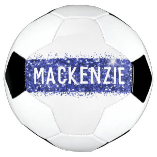 Futebol Azul Stripe Monograma Nome Personalizado Bola de F
