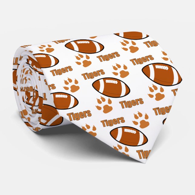 Futebol De Tigre Com Impressões De Pata Em Gravata (Rolled)