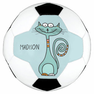 Futebol Engraçado Nome personalizado de Cat e bola de fut