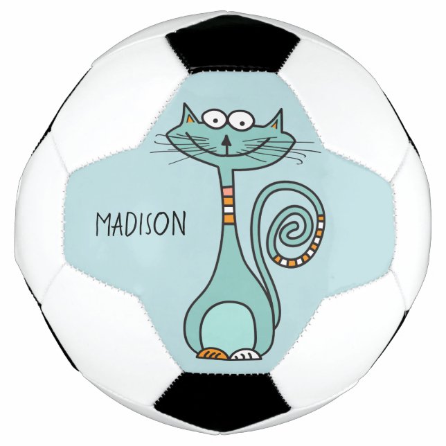 Futebol Engraçado Nome personalizado de Cat e bola de fute (Frente)