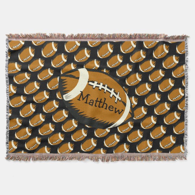 Futebol marrom e negro jogam cobertor (Frente)