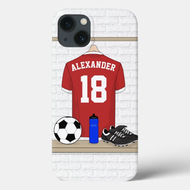 Futebol Red e White Personalizado Jersey (Verso)