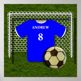 Futebol Shirt Blue Personalizado Poster