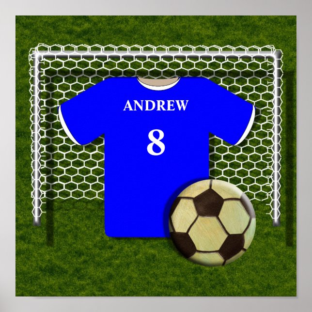 Futebol Shirt Blue Personalizado Poster (Frente)