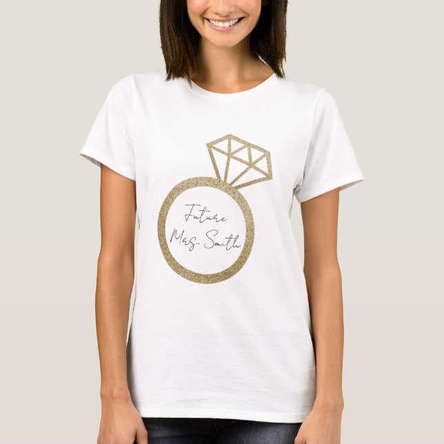 Futura Sra. Noivado Ring Bride-to-Be T-Shirt (Frente)