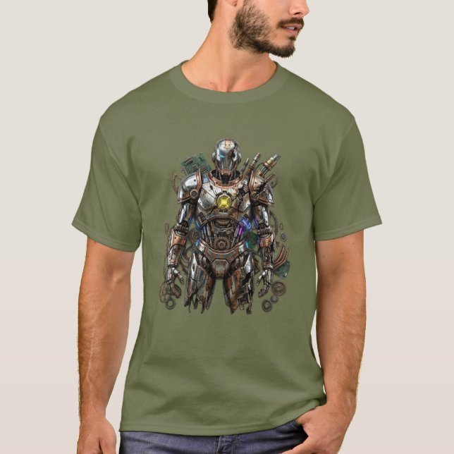 Futuristic Armored Robot – High-Tech T-Shirt (Frente)