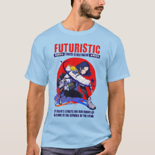 Futurística Anime Design T-Shirt Casual