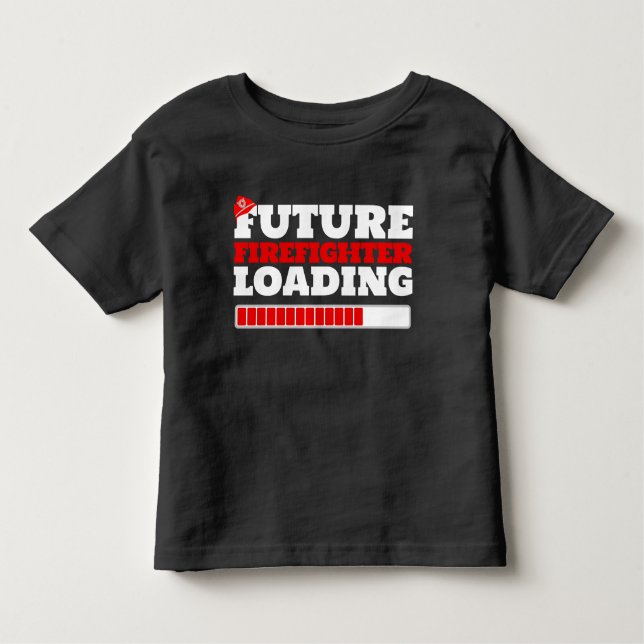 Futuro Bombeiro Carregando Crianças Camiseta Negra (Frente)