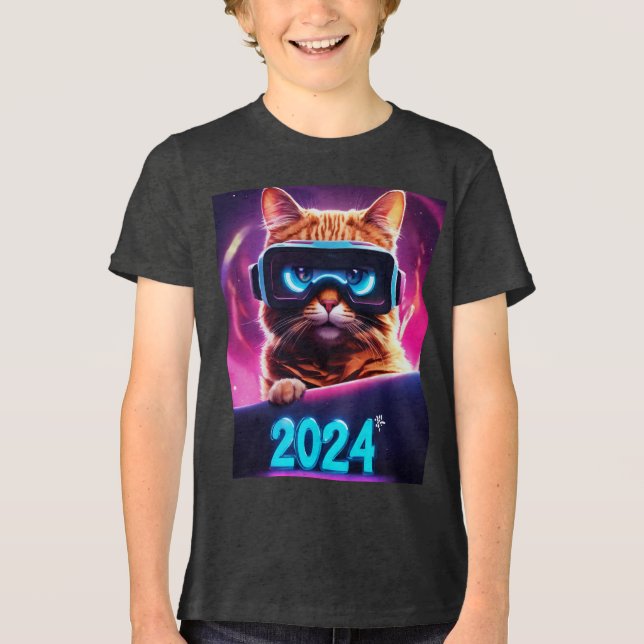 Futuro Felino: Camiseta de Visão VR 2024 (Frente)