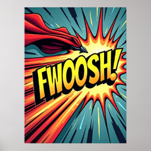 FWOSH! Poster de explosão de Pop de estilo cômico