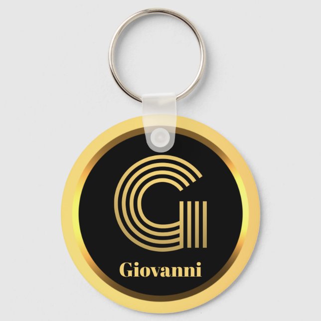 G Letra monograma Dourada Chaveiro personalizada (Frente)