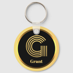 G Letra monograma Dourada Chaveiro personalizada