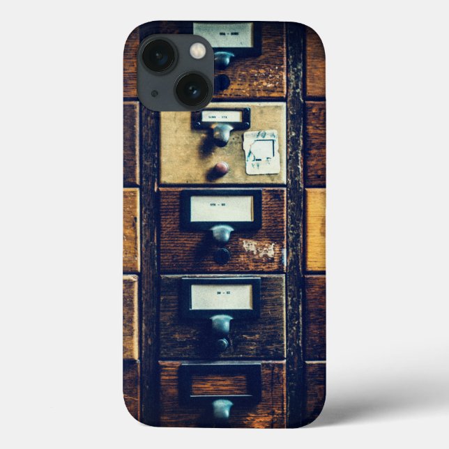 Gabinete de madeira do catálogo de cartão de bibli (Verso)