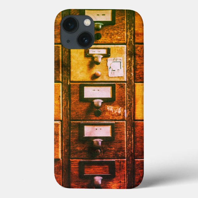 Gabinete de madeira do catálogo de cartão de bibli (Verso)