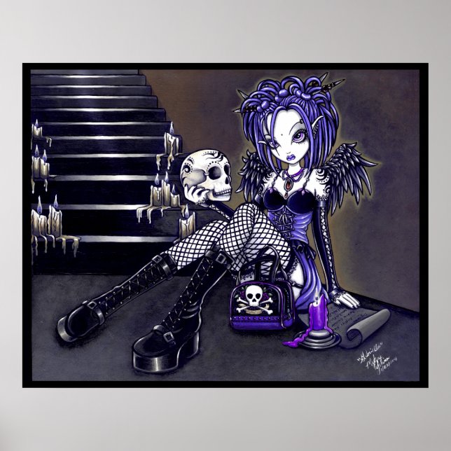 Gabriella Gothic Blue Skull Poster (Frente)