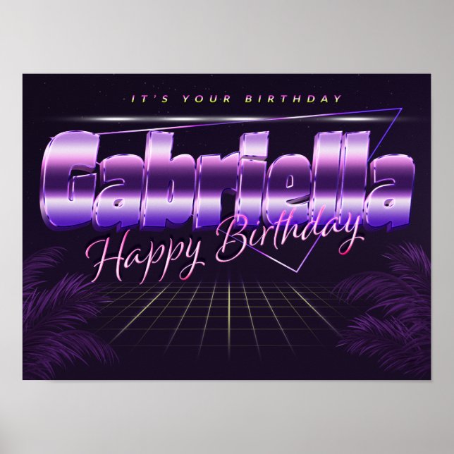 Gabriella Name Vorname retro Poster Geburtstag (Frente)