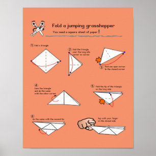 Gafanhoto de Origami Como-ao poster do Semi-Brilho
