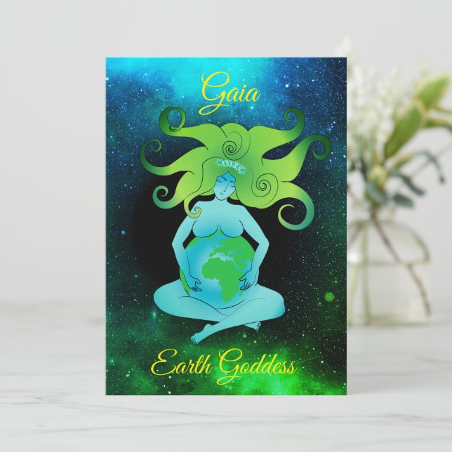 Gaia Earth Goddese Cartão de Saudação (Em pé/Frente)