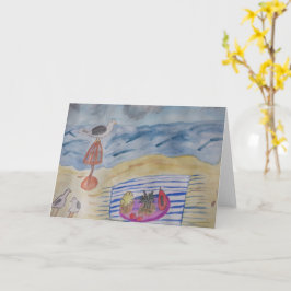 Gaivotas no Cartão de Saudação de Praia