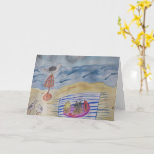 Gaivotas no Cartão de Saudação de Praia