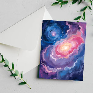 Galáxia Acima Cartão de Aquarela Pastel Estrelas